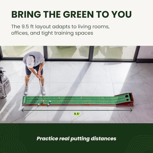 Indoor Golf Putting Mat with Chipping Net - 9'6" Training Aid