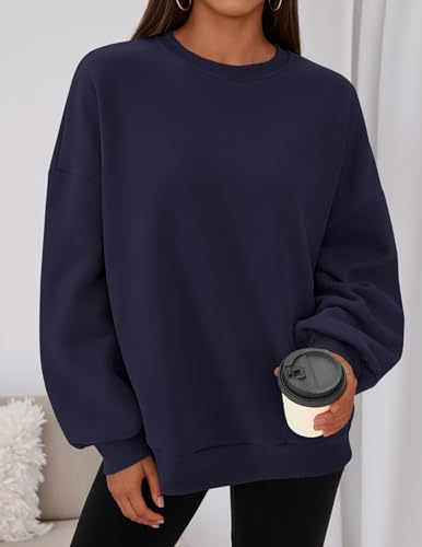 PrettyGarden Womens Oversized Crewneck Sweatshirt Navy Blue M — 2026 Fall