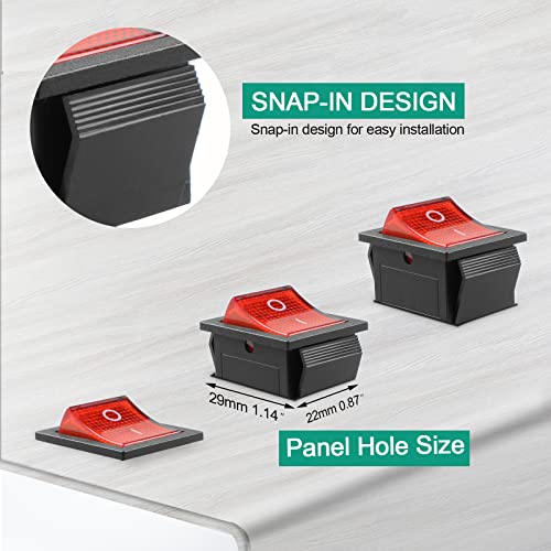 DC 12V-24V 30A Toggle Switch with Red LED Light - 2Pcs