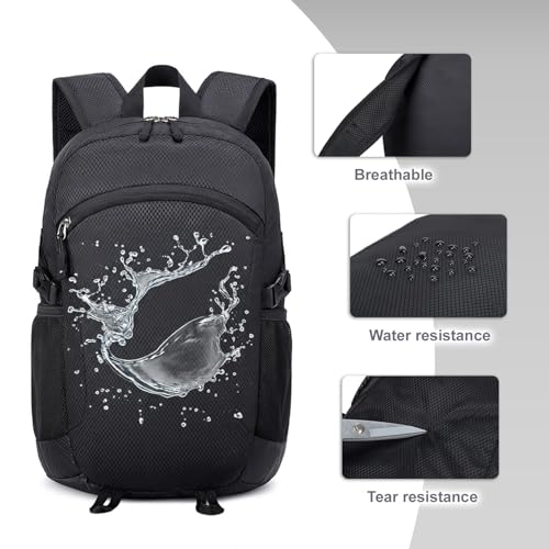Five Substances 30L Black Foldable Hiking Backpack - Lightweight & Water-Resistant Daypack