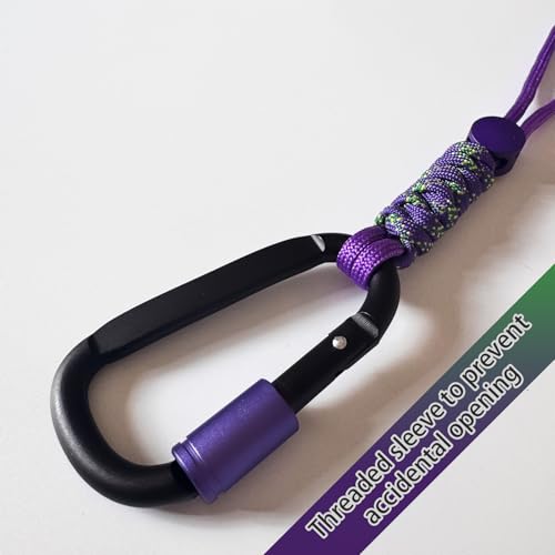 Paracord Keychain with D-Ring Carabiner & Screw Lock - Purple
