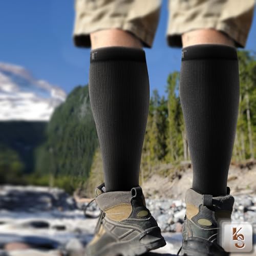 Compression Socks for Men & Women - Knee-High, 3 Pairs, Large-X-Large - Black