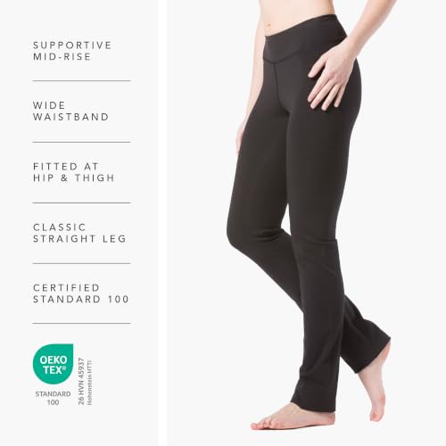 Fishers Finery Women's Ecofabric Straight Leg Yoga Pants - X-Large Black