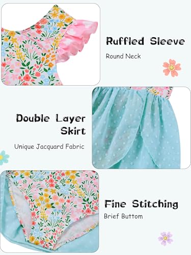 Ballet Leotard for Girls - Ruffle Sleeve Tutu Dress 5T Flower Blue