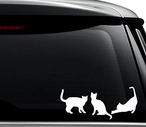 Cat Family Vinyl Decal Sticker - 6 Inch Matte White