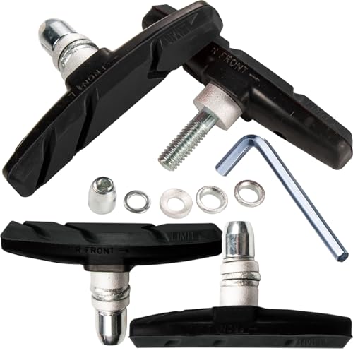 V-Brake Pads Set - 2 Pairs with Hex Nut & Shims - Black