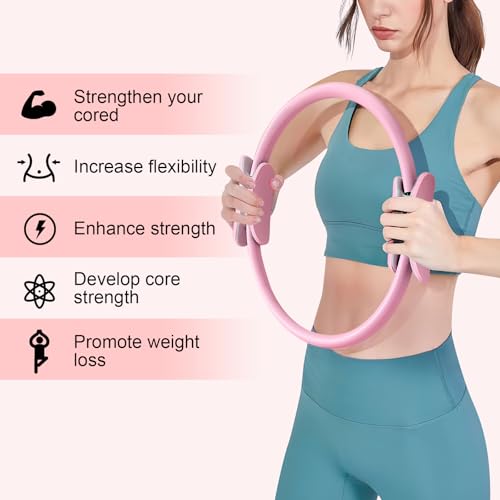 15-Inch Pilates Ring with Dual Padded Handles - Pink