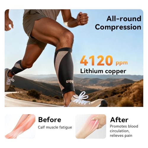 Copper-Infused Calf Compression Sleeves - Black, X-Large