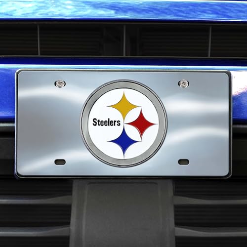 Pittsburgh Steelers Stainless Steel License Plate with 3D Emblem - 6"x12"