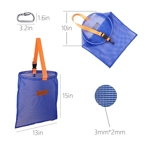 LUPUSH Heavy-Duty Clam Bag with Carabiner - Coastal Clamming & Surf Fishing Accessory, Variation 1