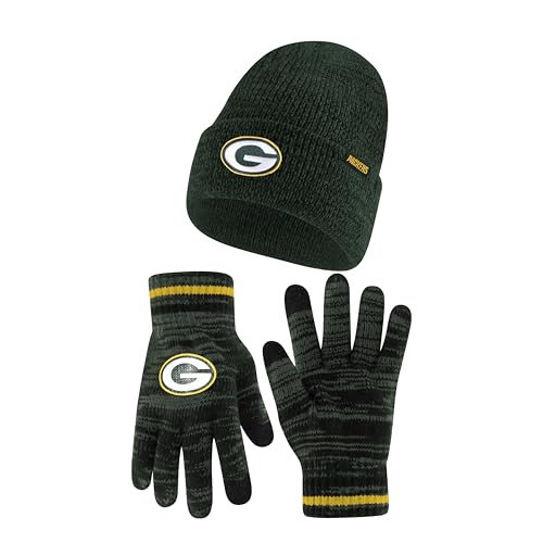 Green Bay Packers Youth Knit Winter Beanie & Touch Screen Gloves