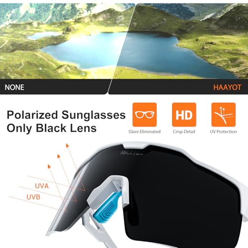 Sports Sunglasses with 5 Interchangeable Lenses - A-bright White Sky Blue