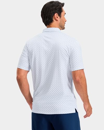 Obla Men's Short Sleeve Dry Fit Golf Polo Shirt with White Golf Clubs, Large