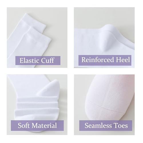 Boys Seamless Crew Socks - School Dressy Socks 3 Pack, 8-12 Years, White