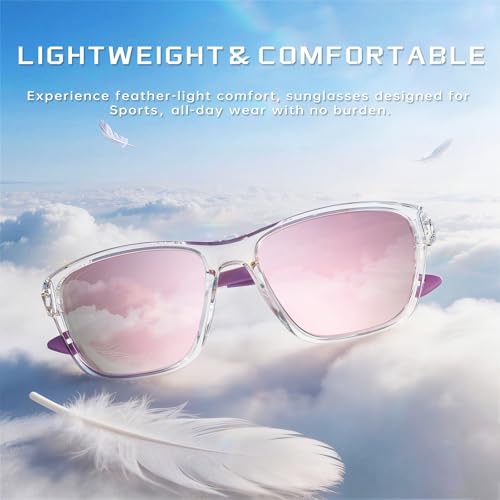 OUTDOORKING Pink Multicolor Polarized Running Sunglasses UV400 for Women & Men