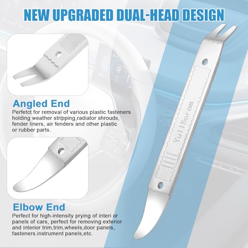 4140 Dual-purpose Steel Pry Bar, Multi-Function Trim Removal Tool for Automotive Panel,Planes Panel, Interior &exterior Trim Removal (Silver Pry Tool 1pc)