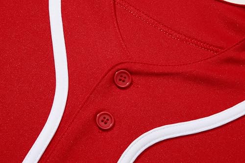 Unisex Baseball Jersey Button-Down Short Sleeve Sports Uniform Shirt