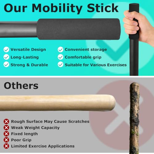 5ft Adjustable Yoga Stick - Non-Slip Mobility Fitness Tool for Stretching & Muscle Recovery