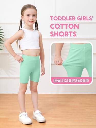 Baby Girls Cotton Bike Shorts - 6 Pack - Black, Pink, Purple, White, Mint, Yellow - Soft & Thickened