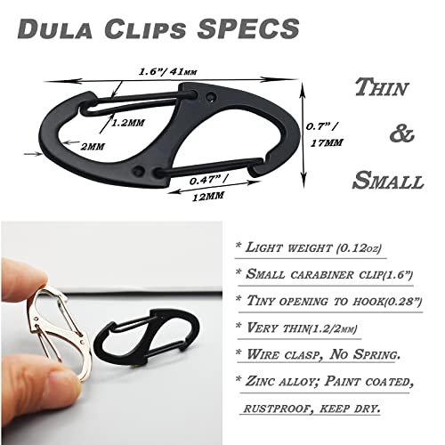 Small Metal Carabiner Clips - 1.6 Inch (41mm) - 10 Pcs Black