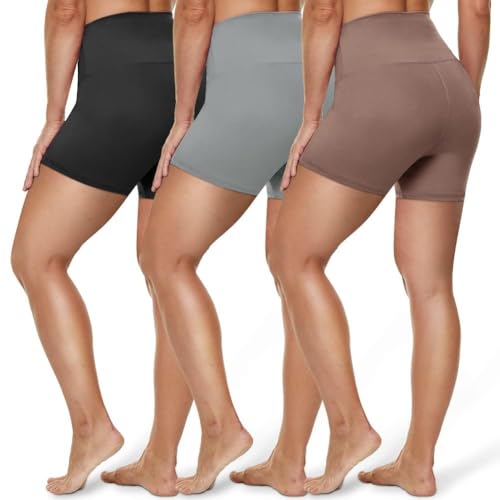 HLTPRO Plus Size Biker Shorts for Women 5 Inch 4X-Large Black Beige Grey