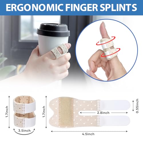 Adjustable Finger Brace - 5 PCS Breathable Trigger Finger Splint - One Size Beige