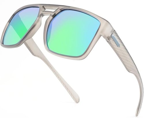 Solsun Sports Polarized Sunglasses for Men, UV400 Protection Womans Glasses Baseball Cycling Goggles Shades for Driving (Styel08, Green Lens)