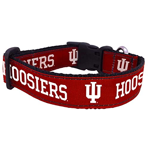 Large Adjustable College Dog Collar in Indiana Colors