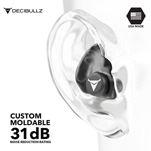 Custom Molded Ear Plugs - 31dB NRR Hearing Protection - Black