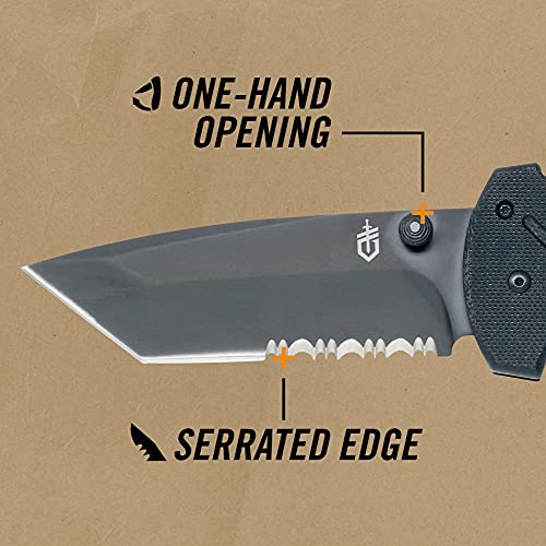 Gerber Gear 06 FAST Folding Pocket Knife, Tactical Tanto Pocket Knife with Serrated Edge for Camping and Survival