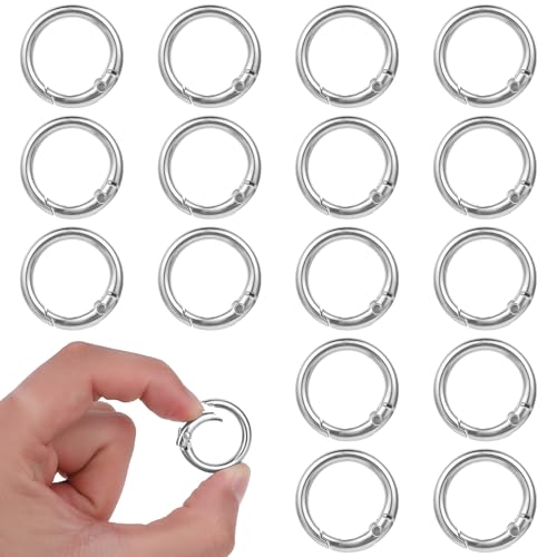 16 Pcs Zinc Alloy Spring O Ring Clip Keychains - Round Carabiners
