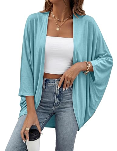 BB&KK Women’s Cotton Lightweight Kimono Cardigan 3/4 Batwing Sleeve