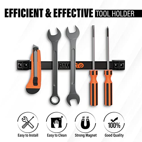 12" Magnetic Tool Holder Strip - A Tool Magnet Bar for Garage Organization, Shop Organization, and Workbench Accessories, Best Father's Day Gift, Easy To Install in Workshop, Mounting Screws Included.