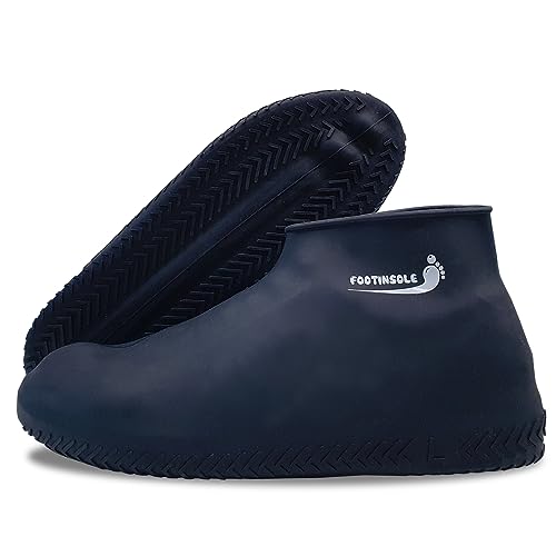 Waterproof Silicone Rubber Shoe Covers - Large Black for Outdoor Use
