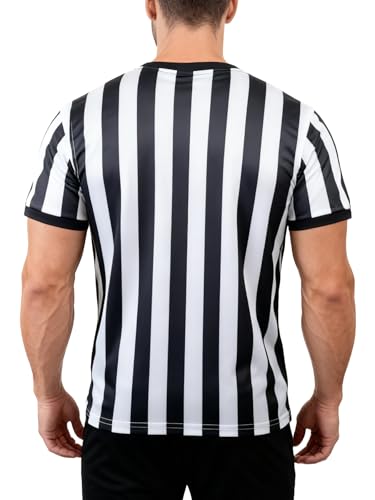 Large Referee Shirt Set with Whistles - 6 Official Soccer Umpire Jerseys for Men & Women