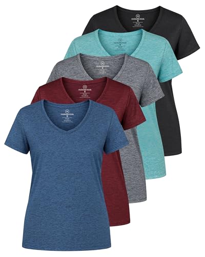 Women's Dry-Fit V Neck T-Shirt - 5 Pack Plus Size Activewear