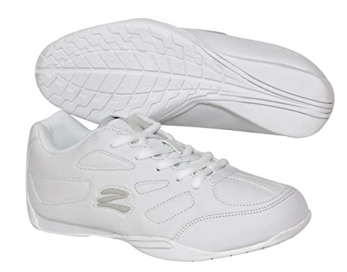 Zephz Zenith Cheerleading Shoes (White) – 5, Low Profile Synthetic Leather, EVA Heel, Rubber Traction
