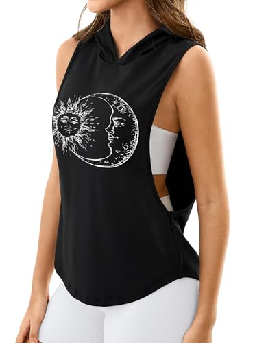 Women's Sleeveless Hoodie Workout Tank Top with Open Sides