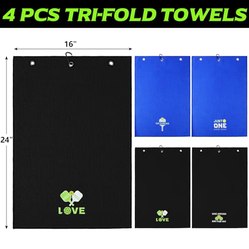 Hosuly 4 Pcs Dink Ball Towels with Clip - Microfiber, Black/Blue, Unisex