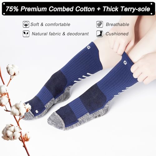 Anti-Slip Sports Socks for Men & Women - Medium Navy, 3 Pairs