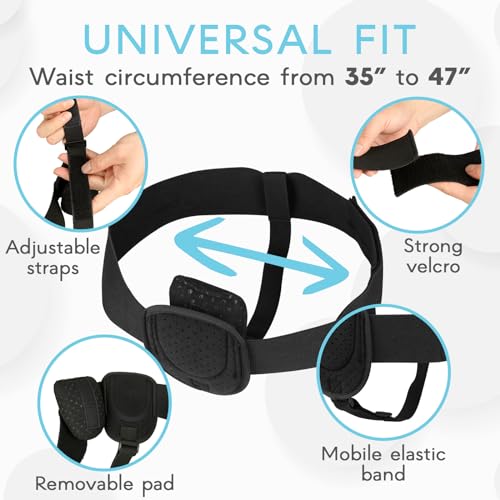 Adamson Hernia Belt for Men - Charcoal Black, Left or Right Side Post Surgery Support Truss