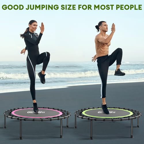 Mini Rebounder Trampoline for Adults with Adjustable Bar - Green 42" Round