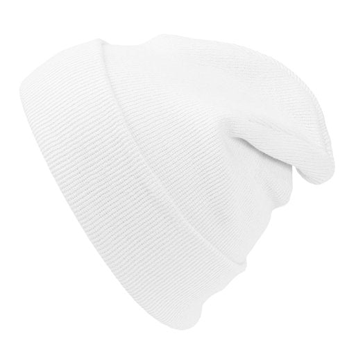 Unisex 12-inch Long Beanie Hat - Warm & Thick Winter Knit Cap