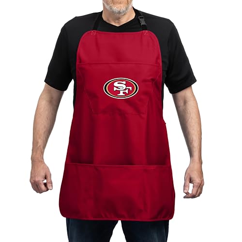 San Francisco 49ers Cooking Apron - Heavy-Duty Cotton, Adjustable Straps, Red