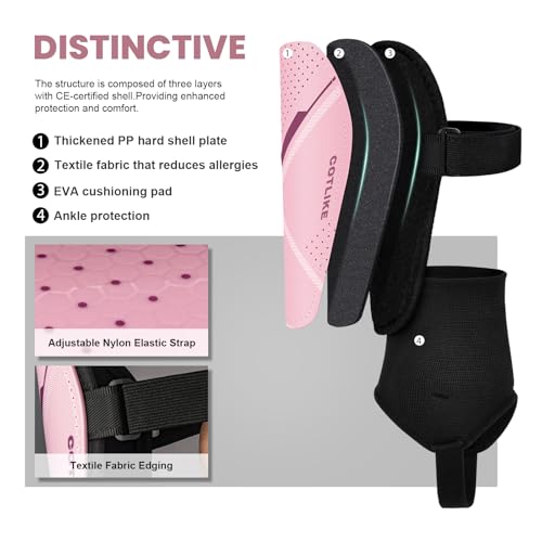 Pink Kids Soccer Shin Guards with Ankle Protection - Small, Youth & Toddler
