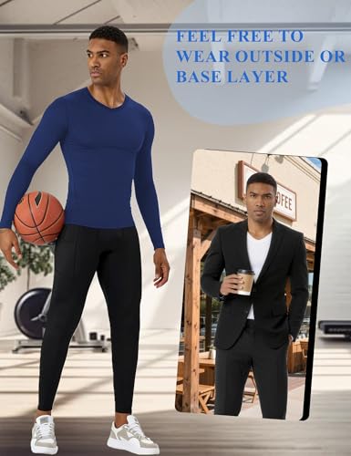 SPVISE X-Large Navy V-Neck Compression Shirt - Men's Long Sleeve Base Layer