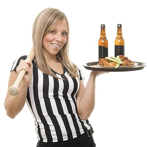 Women's Referee Shirt - Black and White Stripe V Collar - Small