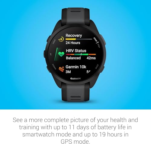 Garmin Forerunner 165 GPS Smartwatch - Black/Slate Grey