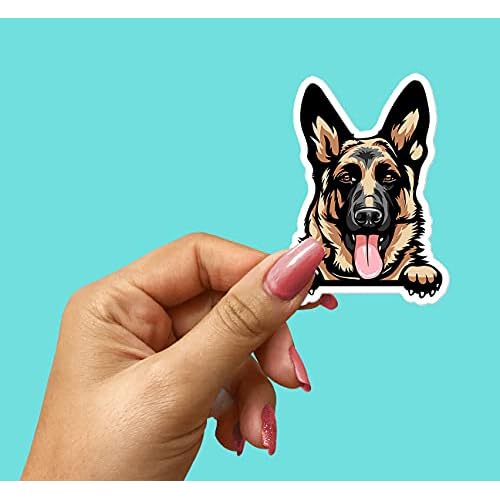 German Shepherd Peeking Paws Sticker (2 Pack) 4¡± x 3¡± German Shepherd Vinyl Decals for Cars, Car Windows, Water Bottles, Phones. Gift for German Shepherd Owner, K9