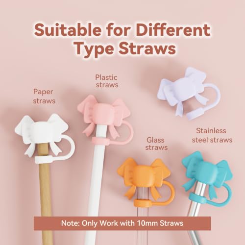5-Pack Silicone Bow-Knot Straw Covers for 10mm Tumbler Straws - Orange